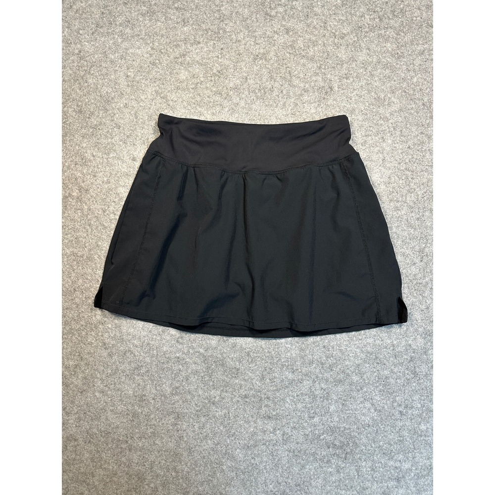 Oalka Active Skort Medium Black Solid Nylon Spandex Athletic Skirt